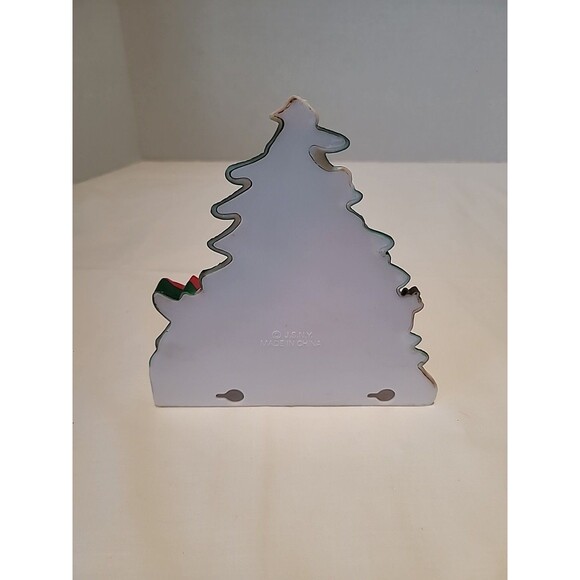 Vintage Plastic  Christmas Tree Scene Santa  Snowman Reindeer Wall Hanging 6" - Picture 7 of 16